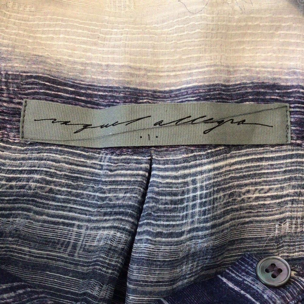 RAQUEL ALLEGRA Striped Hemp Silk Popover Blouse - Picture 6 of 8